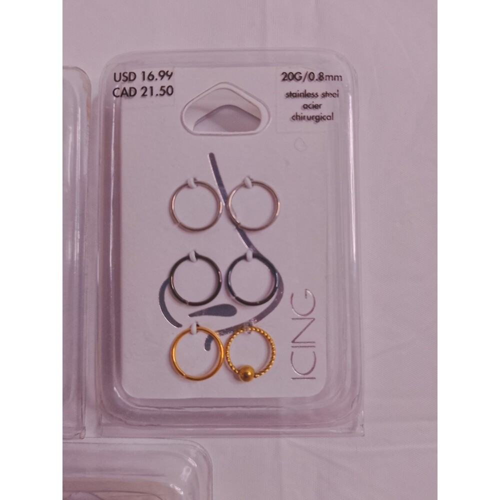Claire's Icing Lot of 5 New Packages Body Jewelry for Nose Hoops Studs Variety - Picture 9 of 11